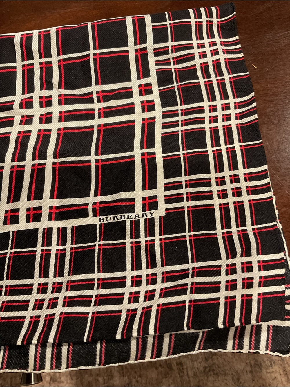 Burberry Plaid Scarf in Black/White/Red